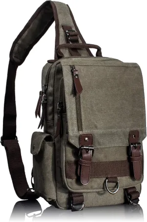 Leaper Retro Crossbody Bag Sling Bag Canvas Messenger Bag for Men Women Shoulder Bag Crossbody Handbags Satchel Travel Bag