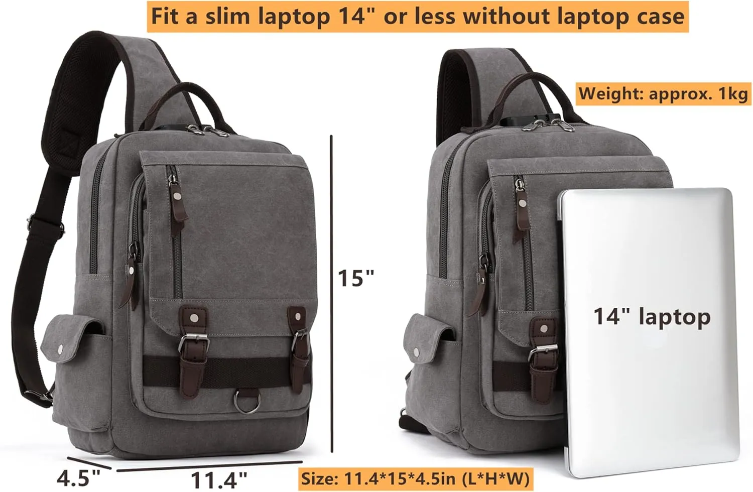 Leaper Retro Crossbody Bag Sling Bag Canvas Messenger Bag for Men Women Shoulder Bag Crossbody Handbags Satchel Travel Bag