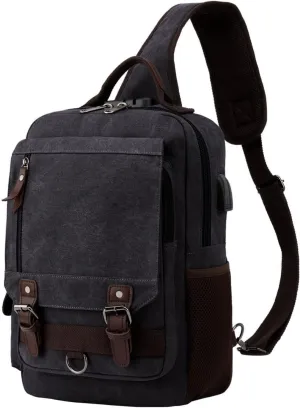 Leaper Retro Crossbody Bag Sling Bag Canvas Messenger Bag for Men Women Shoulder Bag Crossbody Handbags Satchel Travel Bag