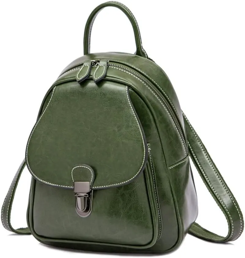 Leather Backpack Women Travel Bag Daypack for Women School Bag Backpacks, Green, One Size