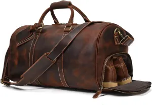 Leather Duffel Bags for Men and Women 20 Inch Full Grain Leather Travel Overnight Weekend Leather Bags Travel Duffel for Men, 9804 Brown