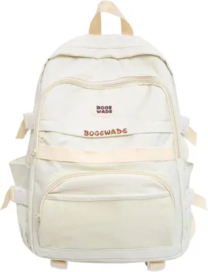 Leather Travel Backpack for Women Casual Daypack with Anti-Theft Back Pocket Fashion Bags for Travel Work Gift(Beige)