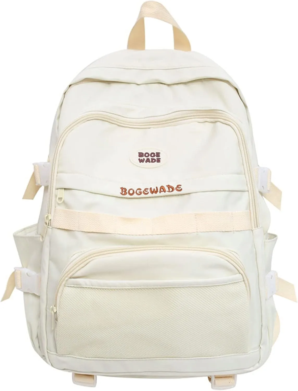 Leather Travel Backpack for Women Casual Daypack with Anti-Theft Back Pocket Fashion Bags for Travel Work Gift(Beige)