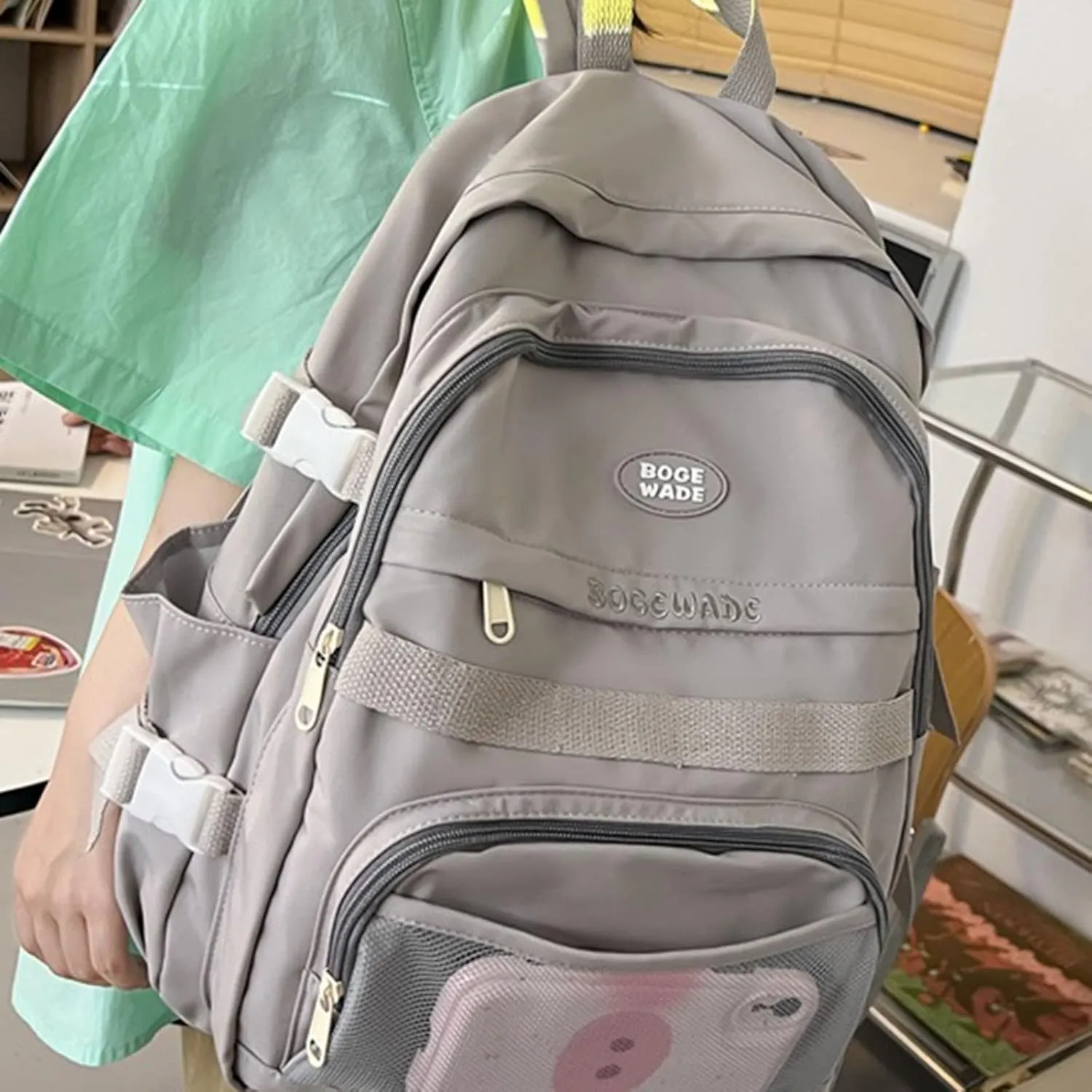 Leather Travel Backpack for Women Casual Daypack with Anti-Theft Back Pocket Fashion Bags for Travel Work Gift(Grey)