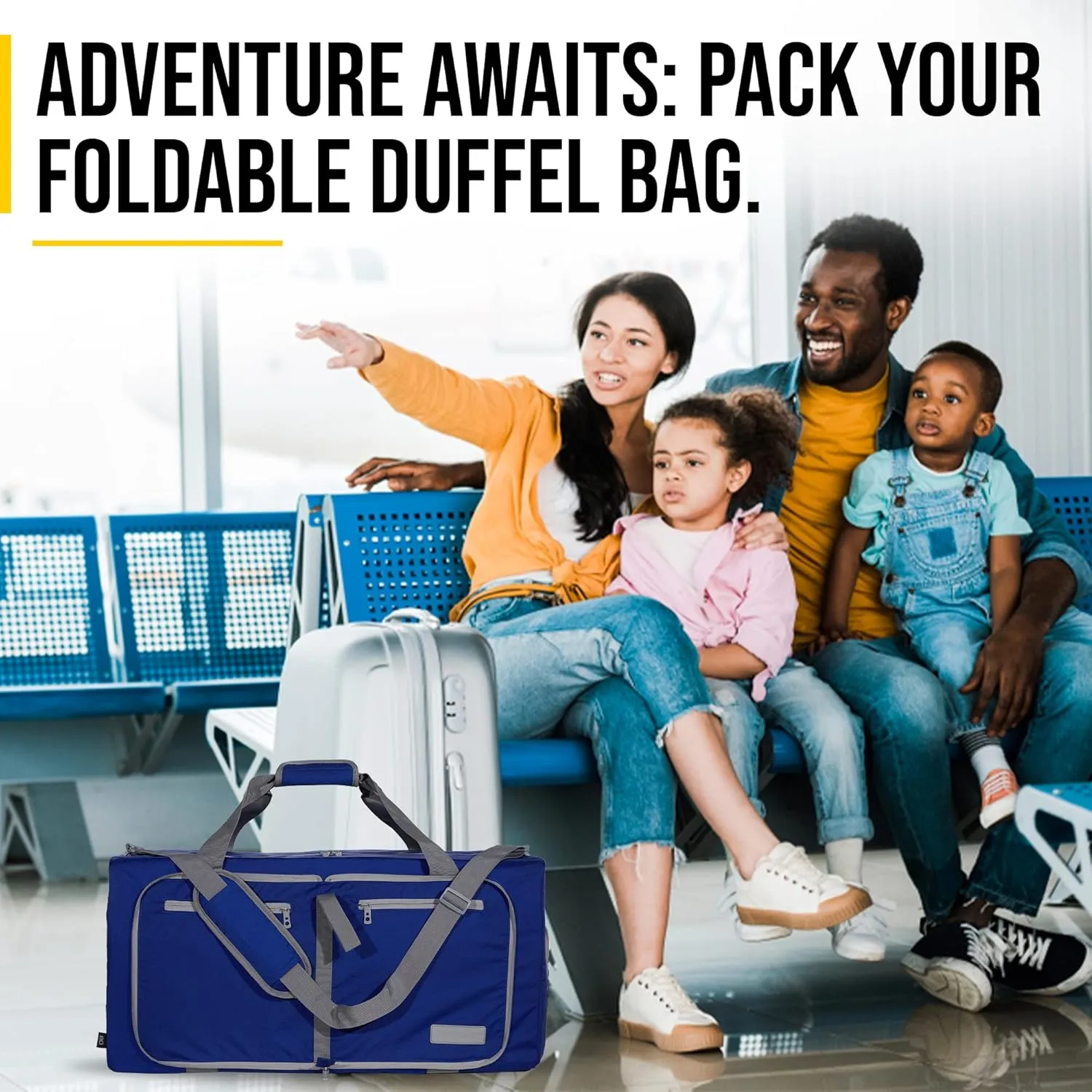 LEGEND 60L Foldable Duffle Bag for Travel - Packable Duffle Bags w/Shoe Compartment - Tear Resistant Collapsible Duffel Bags for Traveling - Lightweight Folding Duffel Bag for Men & Women -Royal Blue
