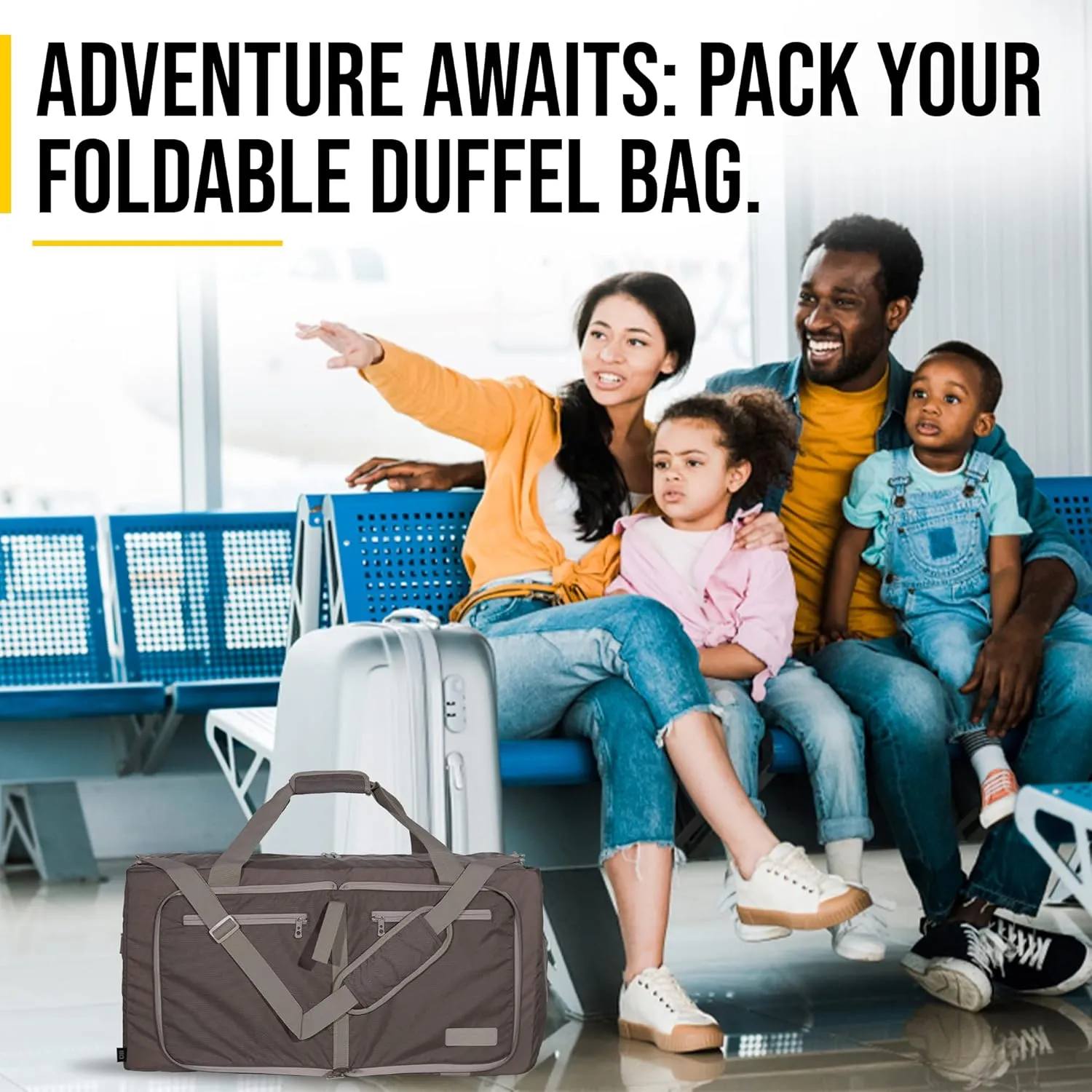 LEGEND 80L Foldable Duffle Bag for Travel - Packable Duffle Bags w/Shoe Compartment - Tear Resistant Collapsible Duffel Bags for Traveling - Lightweight Folding Duffel Bag for Men & Women -Chocolate