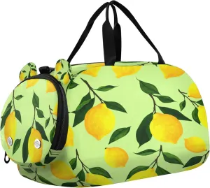Lemons Kids Overnight Sports Duffel Bags with Shoe Compartment & Wet Pocket Travel Sport Gym Bag for Girls Boys