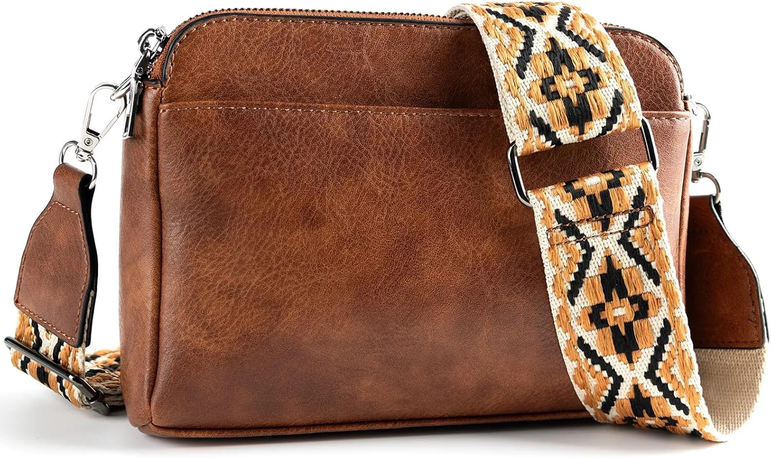 letech  Leather Crossbody Purse for Women Triple Pocket Designed Lightweight Small Shoulder Crossbody Bag for Travel