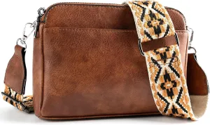 letech  Leather Crossbody Purse for Women Triple Pocket Designed Lightweight Small Shoulder Crossbody Bag for Travel