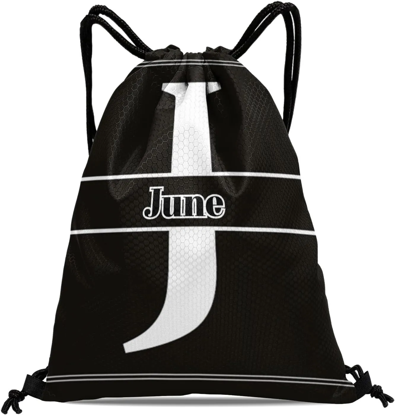 Letter J Drawstring Sackpack Gym Yoga Sport Backpack Bag Waterproof Storage Bags for Women Men