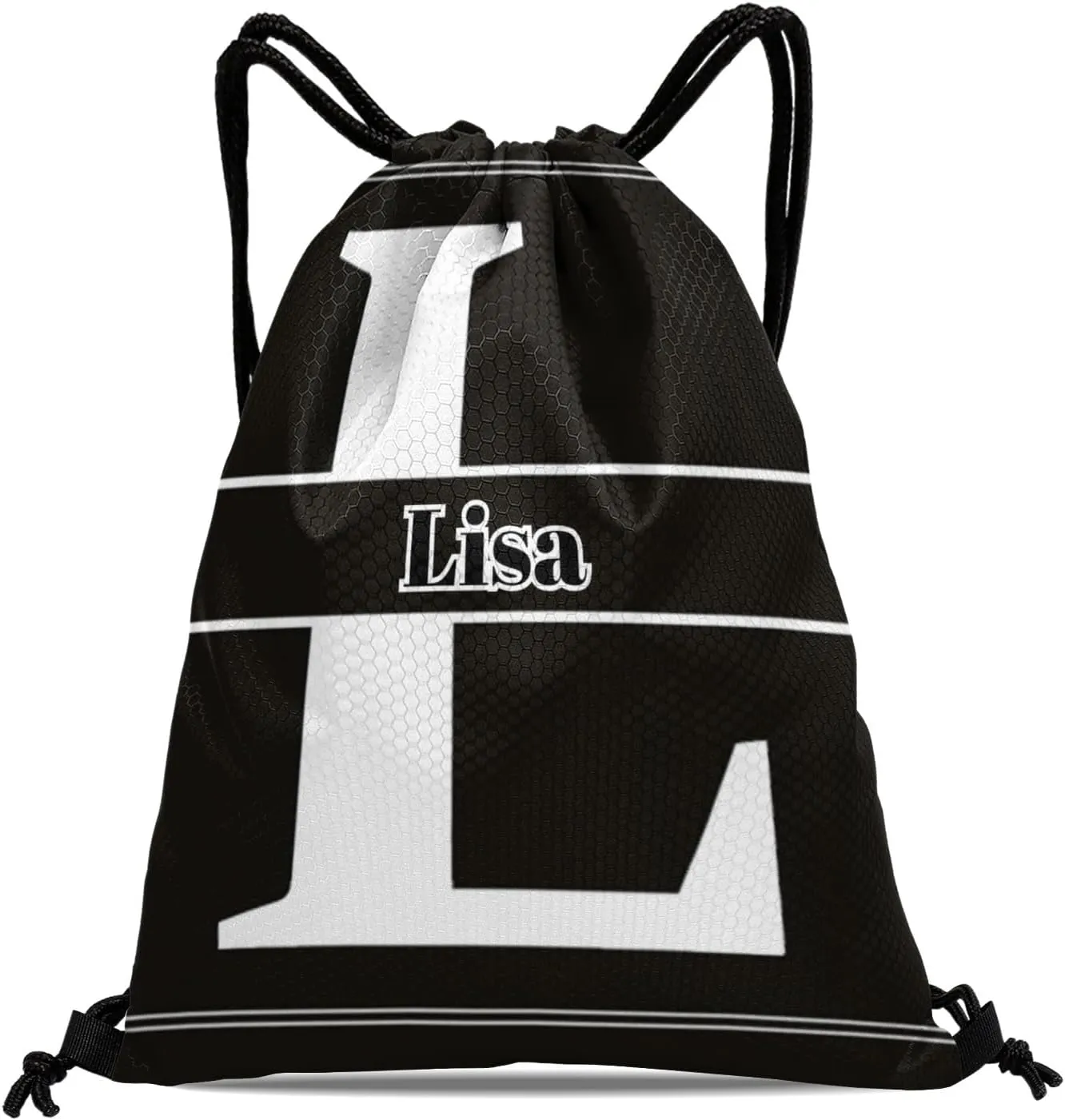 Letter L Drawstring Sackpack Gym Yoga Sport Backpack Bag Waterproof Storage Bags for Women Men