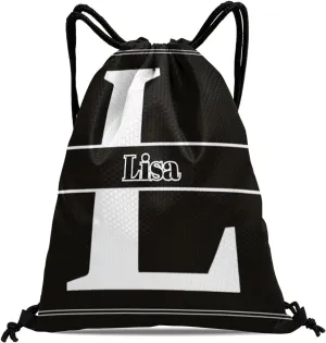 Letter L Drawstring Sackpack Gym Yoga Sport Backpack Bag Waterproof Storage Bags for Women Men