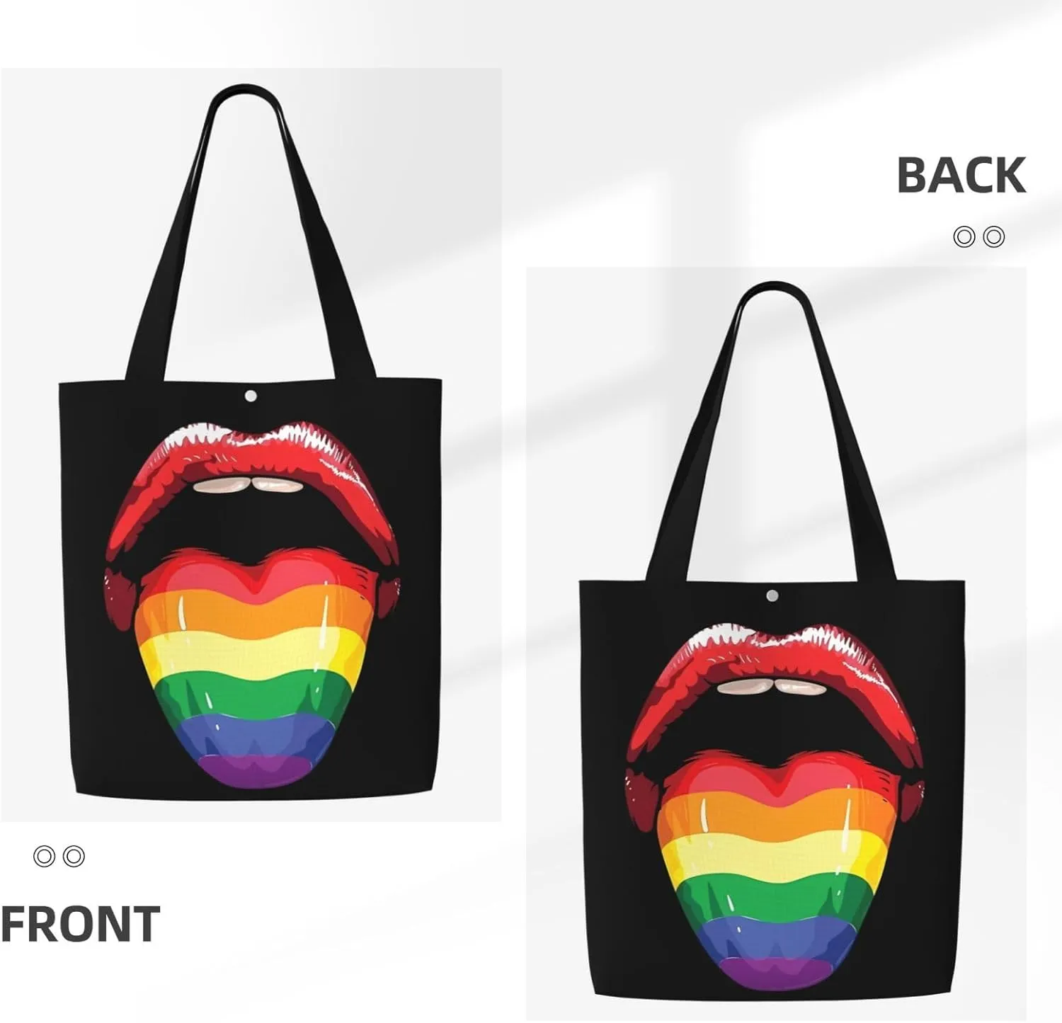 LGBT Pride Rainbow Gay Progress Pride Flag ALLY Canvas Totes Bag Shoulder Bags Shopping Crossbody 13.8 X 15.4 inch