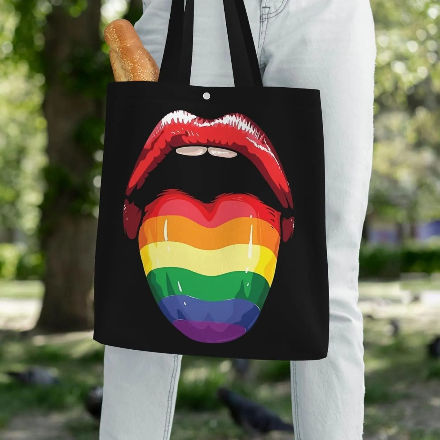 LGBT Pride Rainbow Gay Progress Pride Flag ALLY Canvas Totes Bag Shoulder Bags Shopping Crossbody 13.8 X 15.4 inch