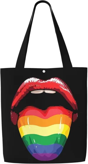 LGBT Pride Rainbow Gay Progress Pride Flag ALLY Canvas Totes Bag Shoulder Bags Shopping Crossbody 13.8 X 15.4 inch