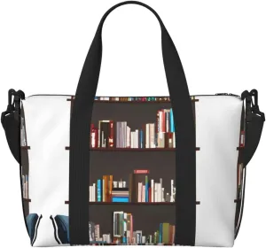 Library Bookcase Duffel Bags for Traveling, Lightweight Personal Item Travel Bags for Women, Gym Bags for Men