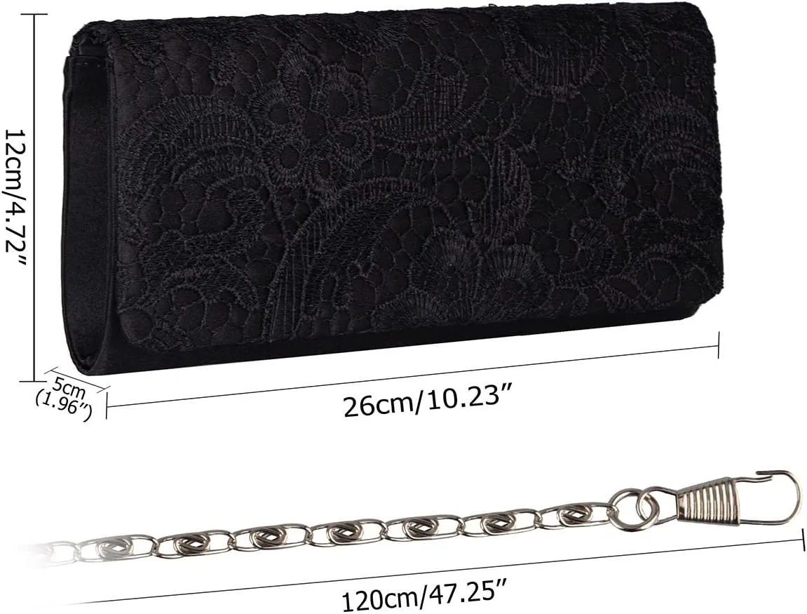 LIFEWISH Women's Floral Lace Evening Purse Party Clutch Bags Bridal Wedding Purse Handbag