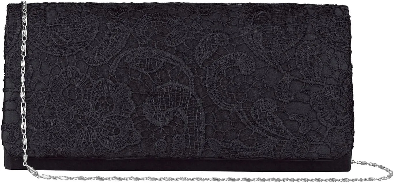 LIFEWISH Women's Floral Lace Evening Purse Party Clutch Bags Bridal Wedding Purse Handbag