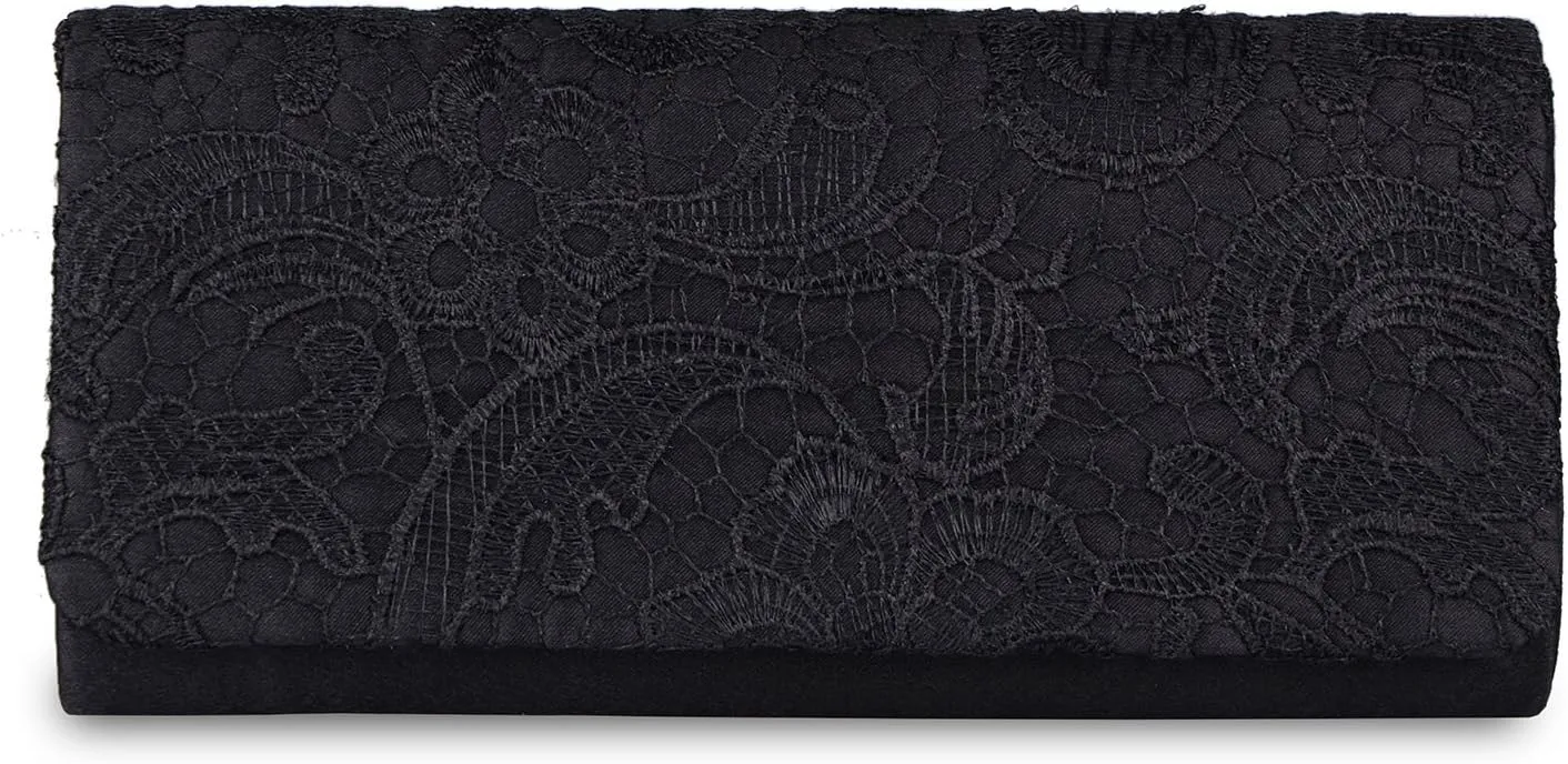 LIFEWISH Women's Floral Lace Evening Purse Party Clutch Bags Bridal Wedding Purse Handbag