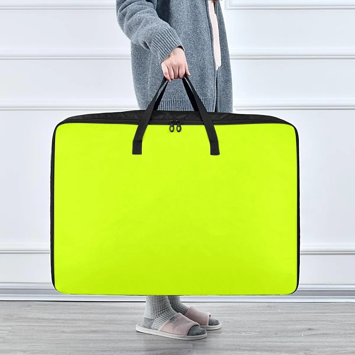 Light Lime Storage Bags, 27.5x19.7x11 In, Garment Storage Organizer Travel Cargo Duffel Bags Zippered Storage Bags for Moving Essential