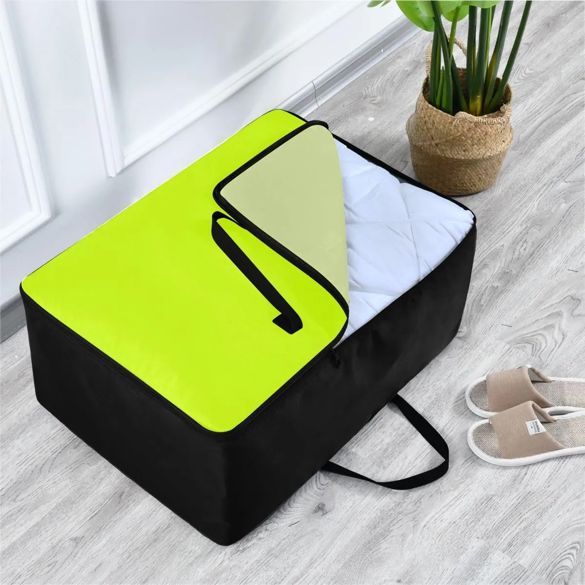 Light Lime Storage Bags, 27.5x19.7x11 In, Garment Storage Organizer Travel Cargo Duffel Bags Zippered Storage Bags for Moving Essential