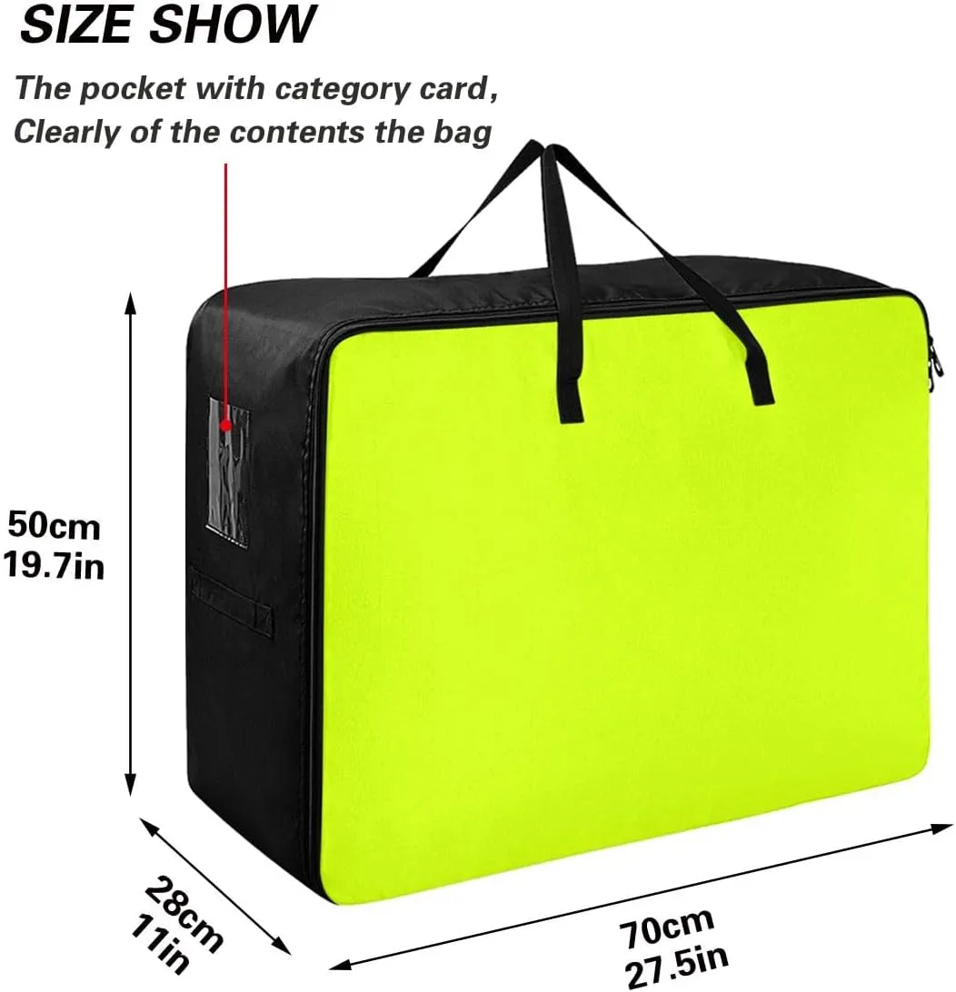 Light Lime Storage Bags, 27.5x19.7x11 In, Garment Storage Organizer Travel Cargo Duffel Bags Zippered Storage Bags for Moving Essential