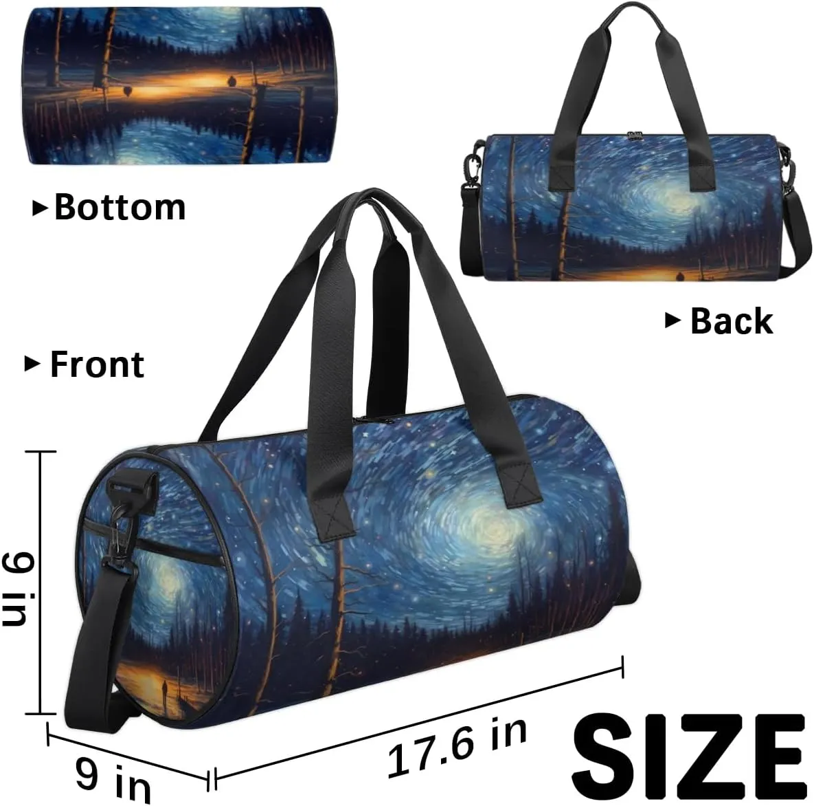 Lightweight Travel Duffle Bag Abstract Night Sky Gym Bag for Women Men Stylish Small Duffle Bag for Fitness Yoga Travel Overnight Sport