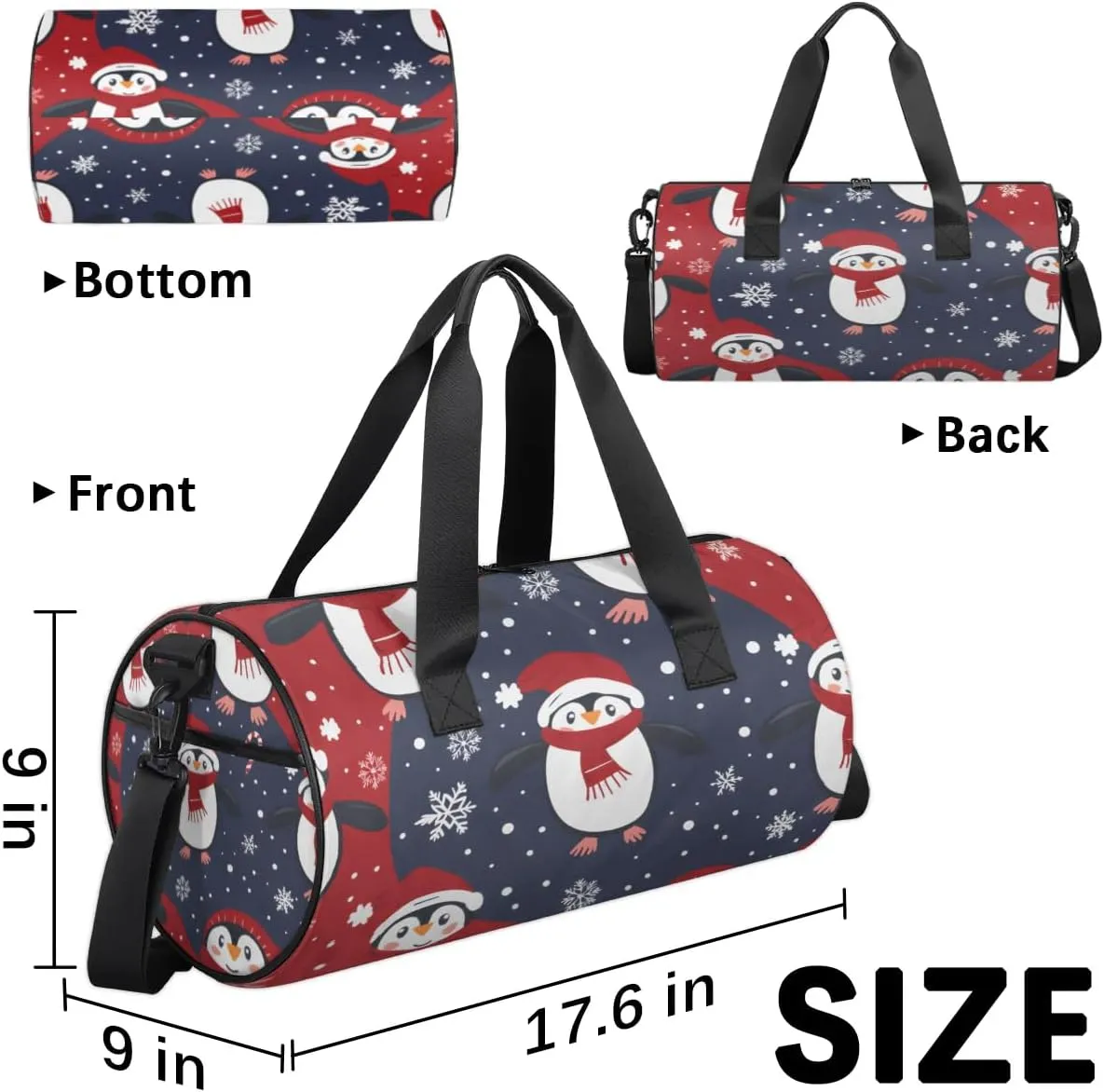 Lightweight Travel Duffle Bag Christmas Penguins Gym Bag for Women Men Stylish Small Duffle Bag for Fitness Yoga Travel Overnight Sport