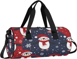 Lightweight Travel Duffle Bag Christmas Penguins Gym Bag for Women Men Stylish Small Duffle Bag for Fitness Yoga Travel Overnight Sport