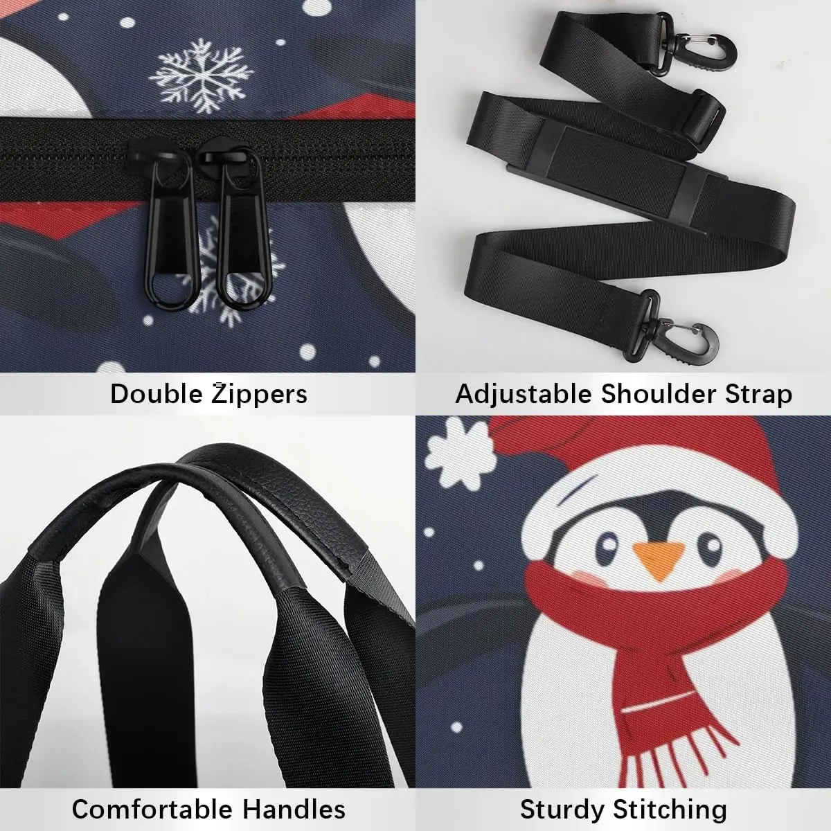 Lightweight Travel Duffle Bag Christmas Penguins Gym Bag for Women Men Stylish Small Duffle Bag for Fitness Yoga Travel Overnight Sport