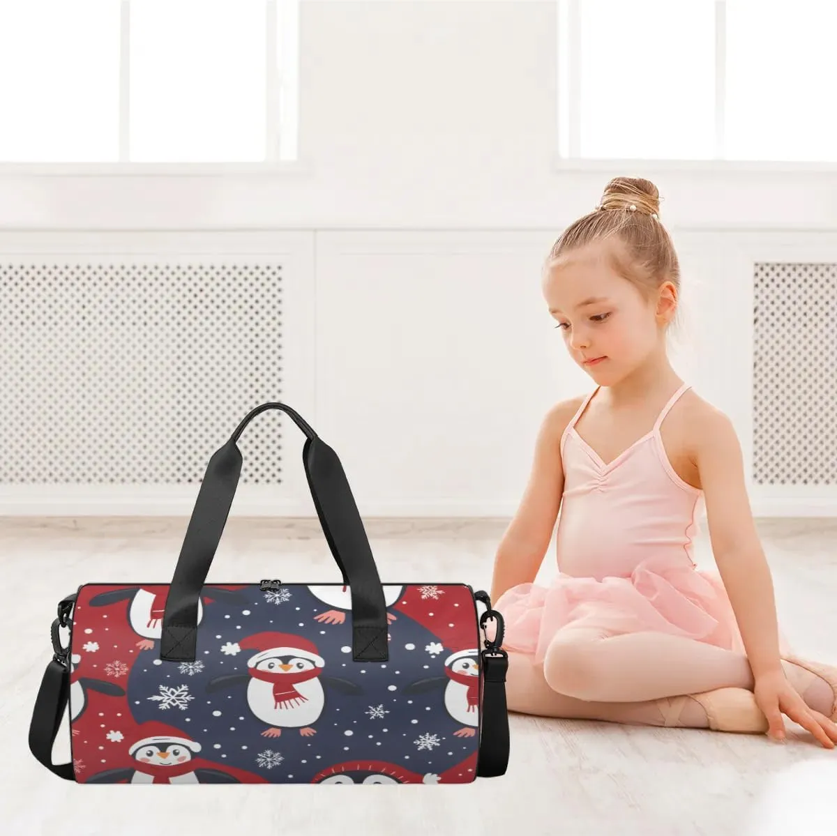 Lightweight Travel Duffle Bag Christmas Penguins Gym Bag for Women Men Stylish Small Duffle Bag for Fitness Yoga Travel Overnight Sport