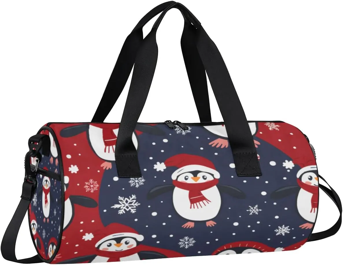 Lightweight Travel Duffle Bag Christmas Penguins Gym Bag for Women Men Stylish Small Duffle Bag for Fitness Yoga Travel Overnight Sport