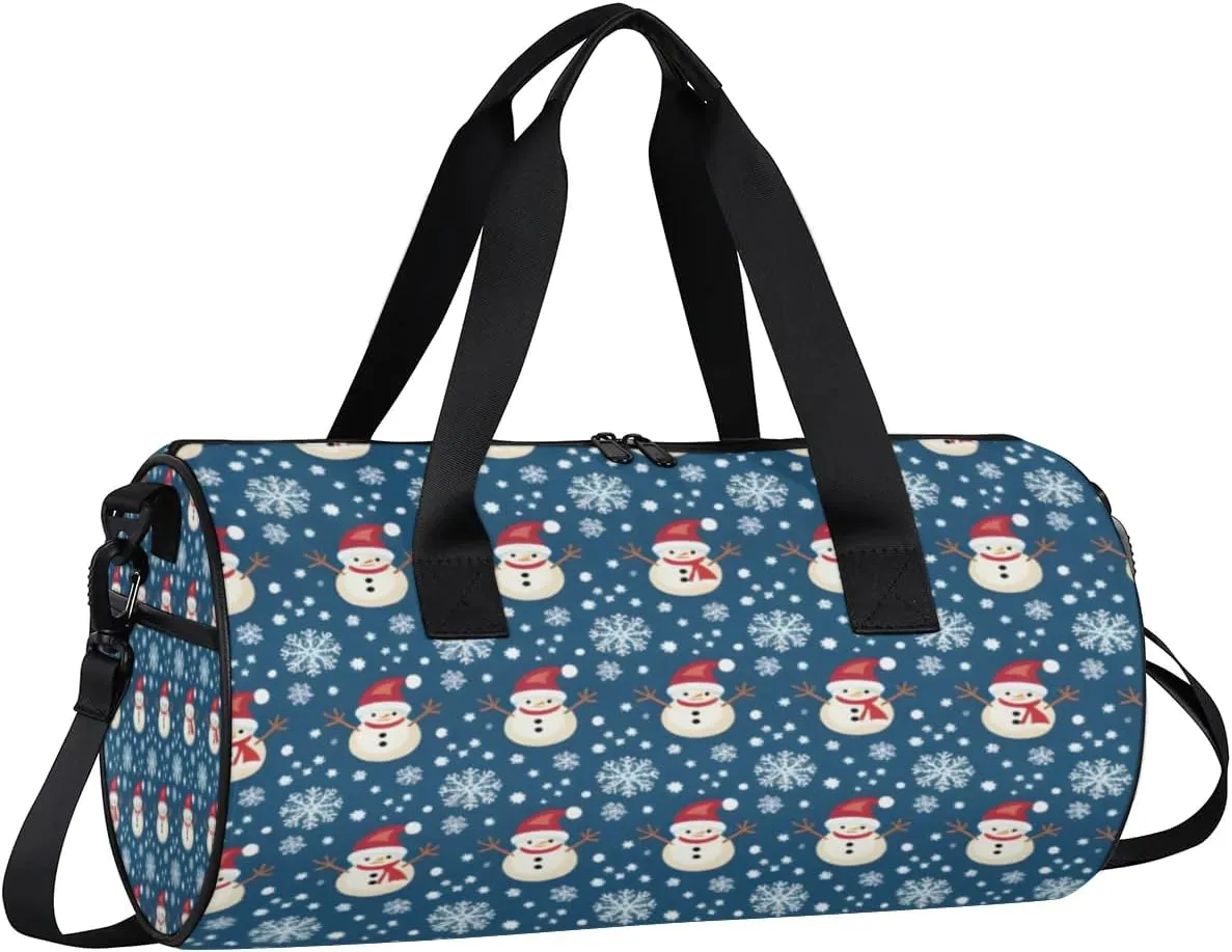 Lightweight Travel Duffle Bag Christmas Snowflake Snowman Gym Bag for Women Men Stylish Small Duffle Bag for Fitness Yoga Travel Overnight Sport