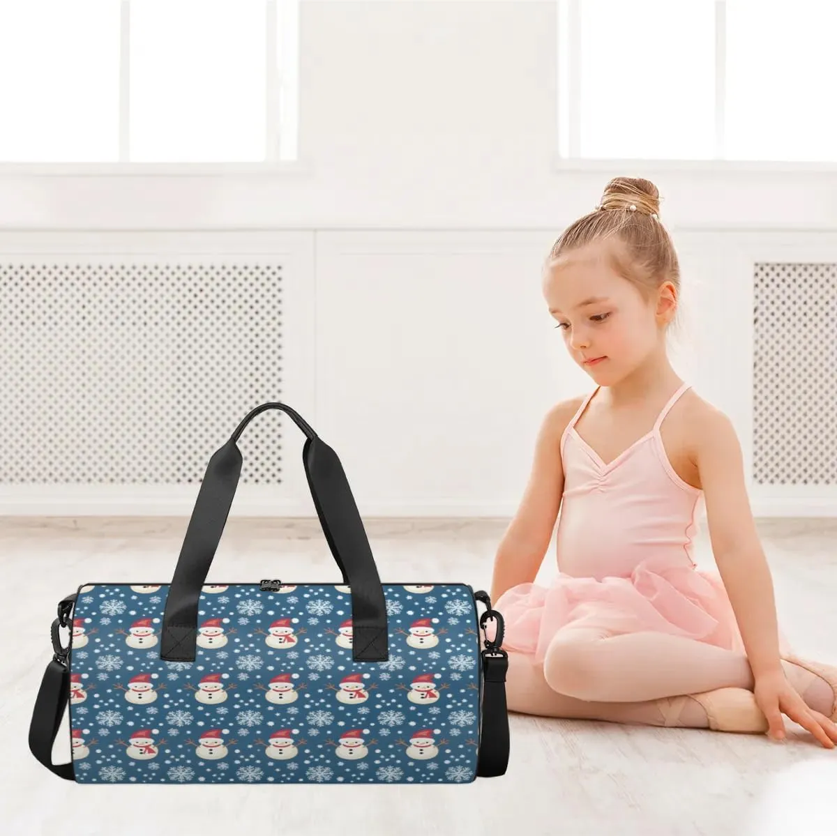 Lightweight Travel Duffle Bag Christmas Snowflake Snowman Gym Bag for Women Men Stylish Small Duffle Bag for Fitness Yoga Travel Overnight Sport