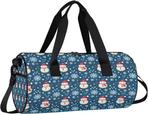 Lightweight Travel Duffle Bag Christmas Snowflake Snowman Gym Bag for Women Men Stylish Small Duffle Bag for Fitness Yoga Travel Overnight Sport
