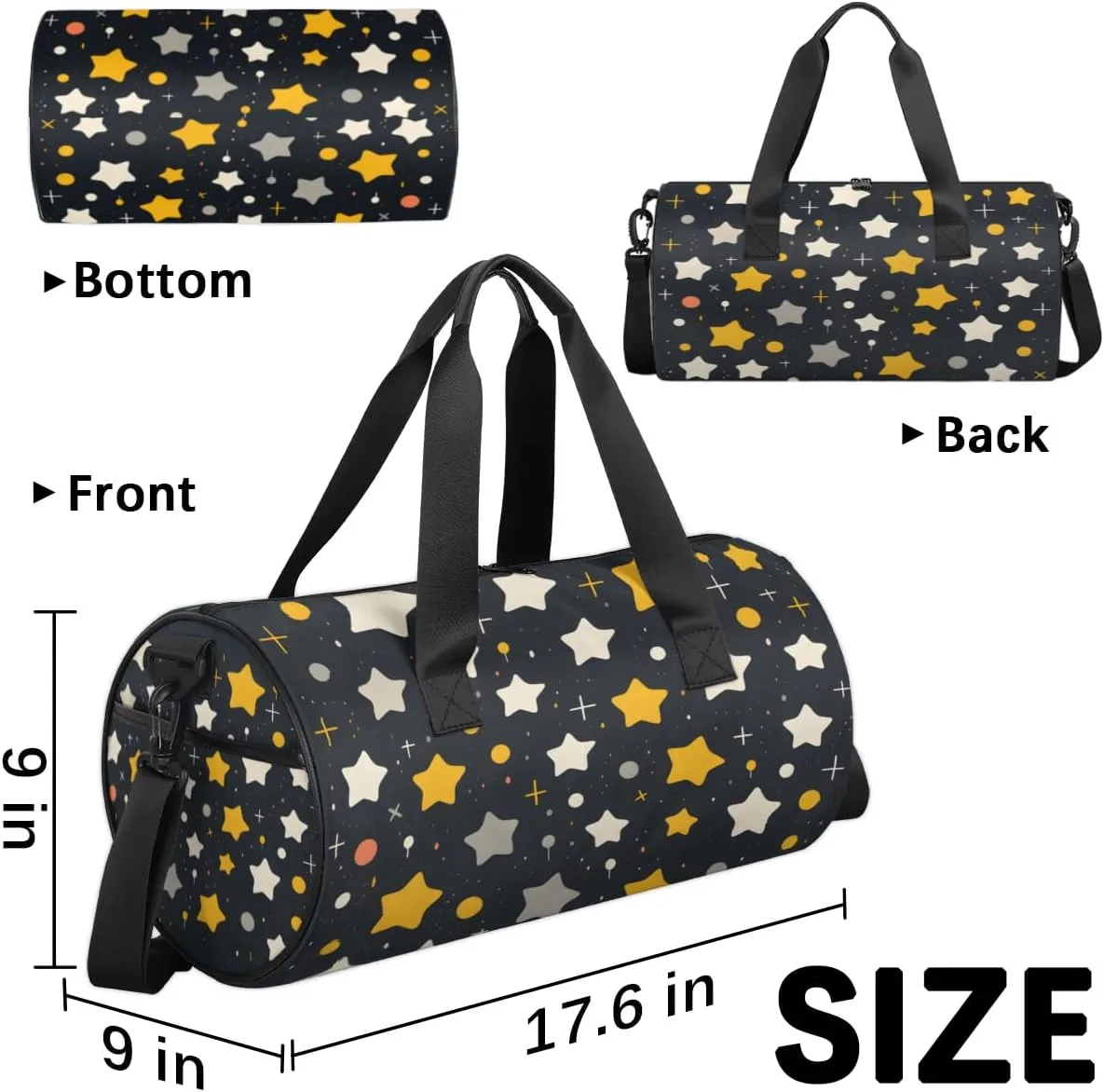 Lightweight Travel Duffle Bag Cute Stars Gym Bag for Women Men Stylish Small Duffle Bag for Fitness Yoga Travel Overnight Sport