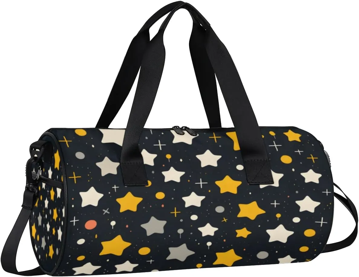 Lightweight Travel Duffle Bag Cute Stars Gym Bag for Women Men Stylish Small Duffle Bag for Fitness Yoga Travel Overnight Sport