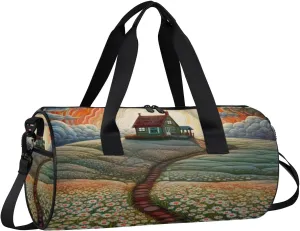Lightweight Travel Duffle Bag Daisy Flower Abstract Sky Gym Bag for Women Men Stylish Small Duffle Bag for Fitness Yoga Travel Overnight Sport
