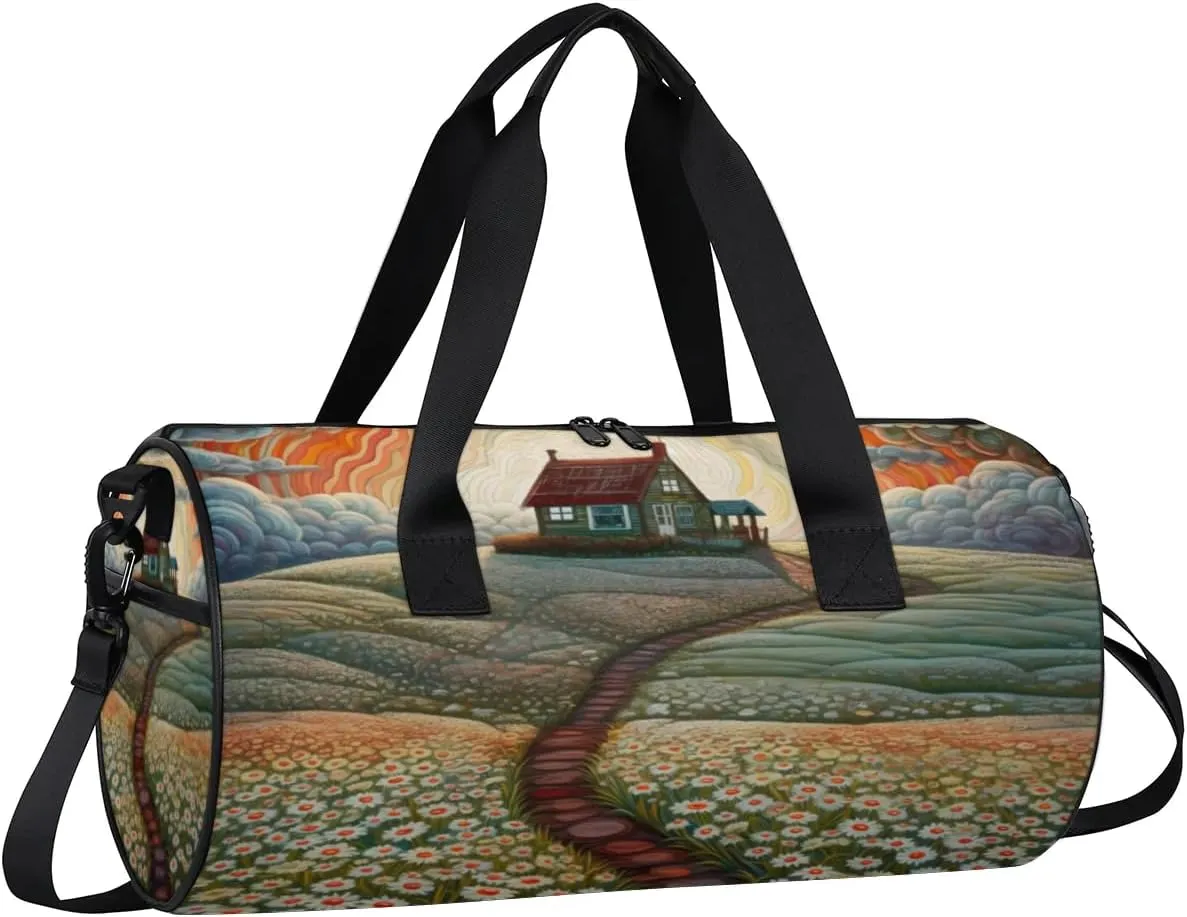 Lightweight Travel Duffle Bag Daisy Flower Abstract Sky Gym Bag for Women Men Stylish Small Duffle Bag for Fitness Yoga Travel Overnight Sport