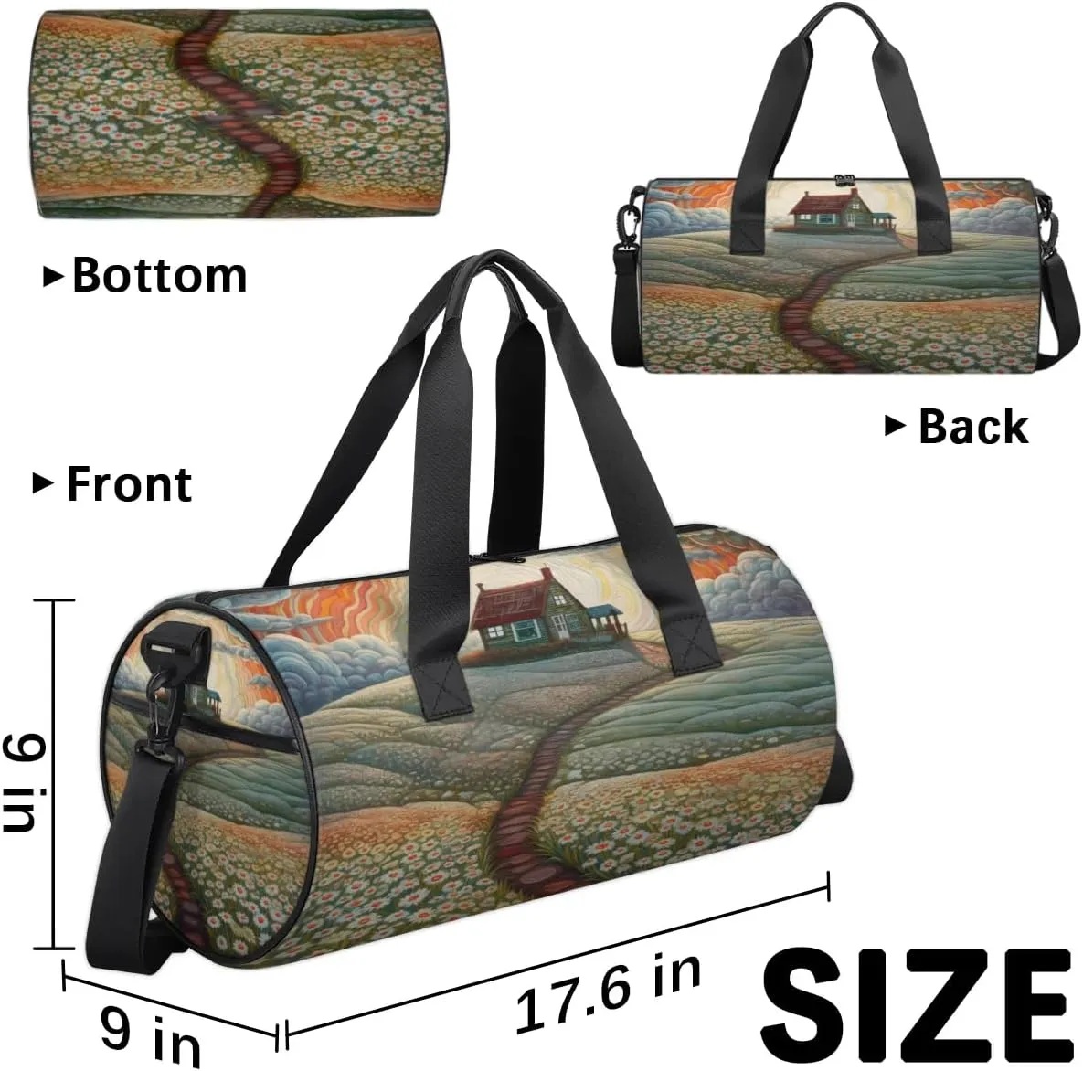 Lightweight Travel Duffle Bag Daisy Flower Abstract Sky Gym Bag for Women Men Stylish Small Duffle Bag for Fitness Yoga Travel Overnight Sport