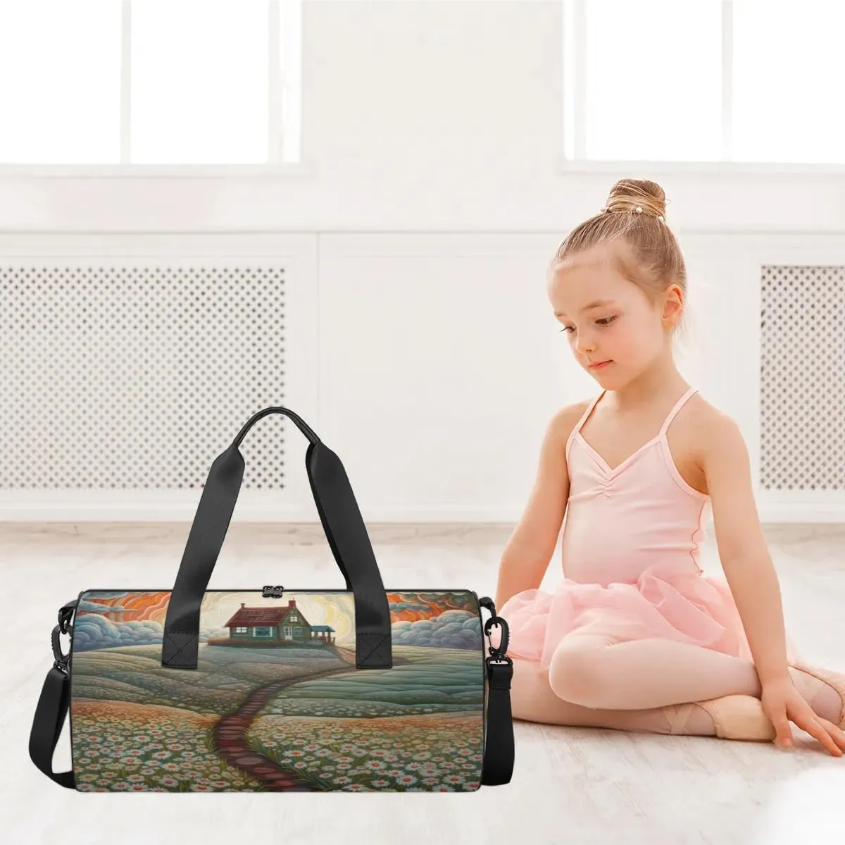 Lightweight Travel Duffle Bag Daisy Flower Abstract Sky Gym Bag for Women Men Stylish Small Duffle Bag for Fitness Yoga Travel Overnight Sport