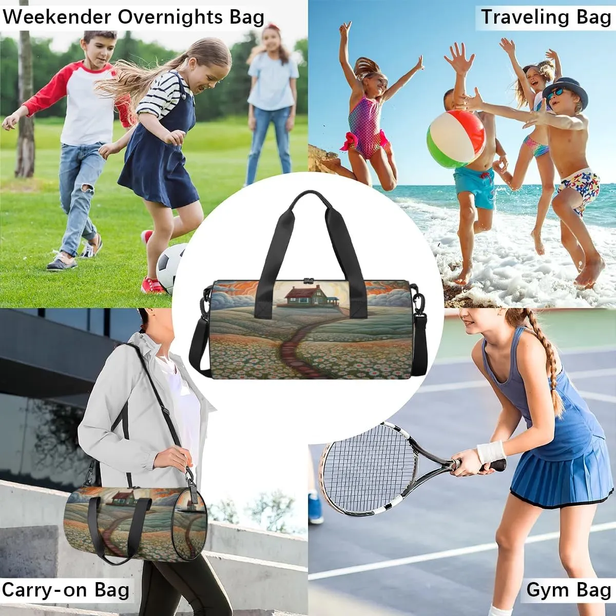 Lightweight Travel Duffle Bag Daisy Flower Abstract Sky Gym Bag for Women Men Stylish Small Duffle Bag for Fitness Yoga Travel Overnight Sport