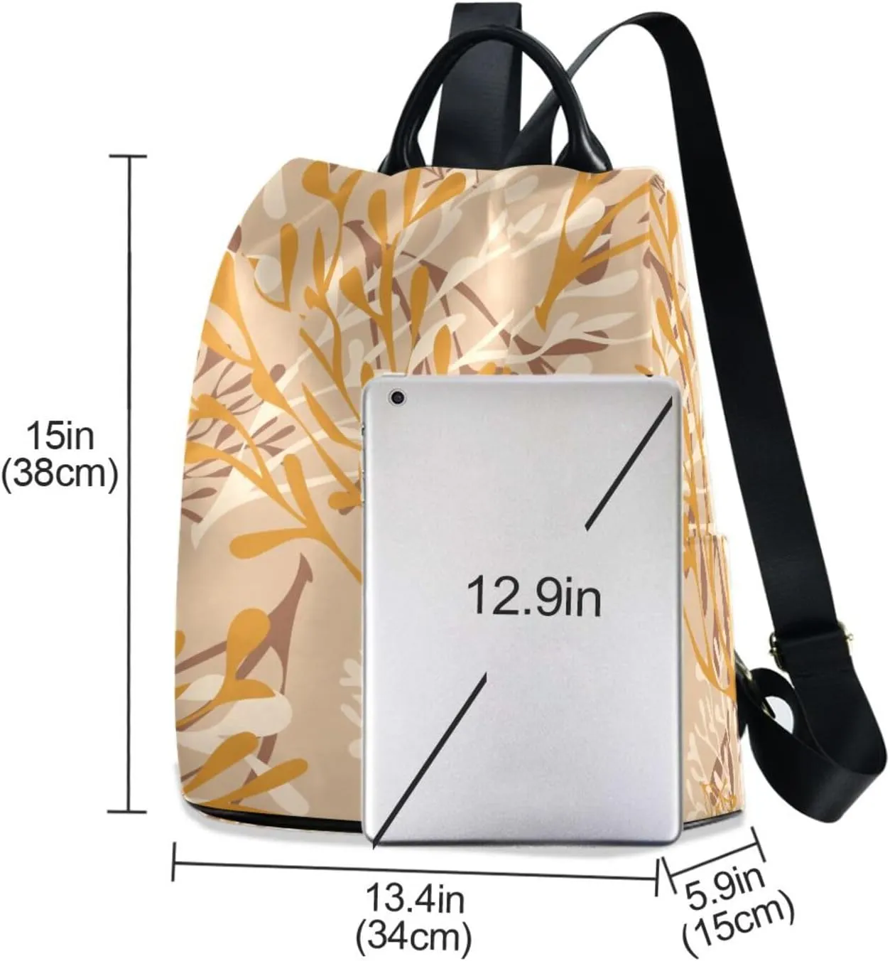 Lightweight Women Backpack Purse Shoulder Bag Casual Daypack Anti-theft Zipper With Pockets 13.4 X 5.9 X 15in Pattern 2