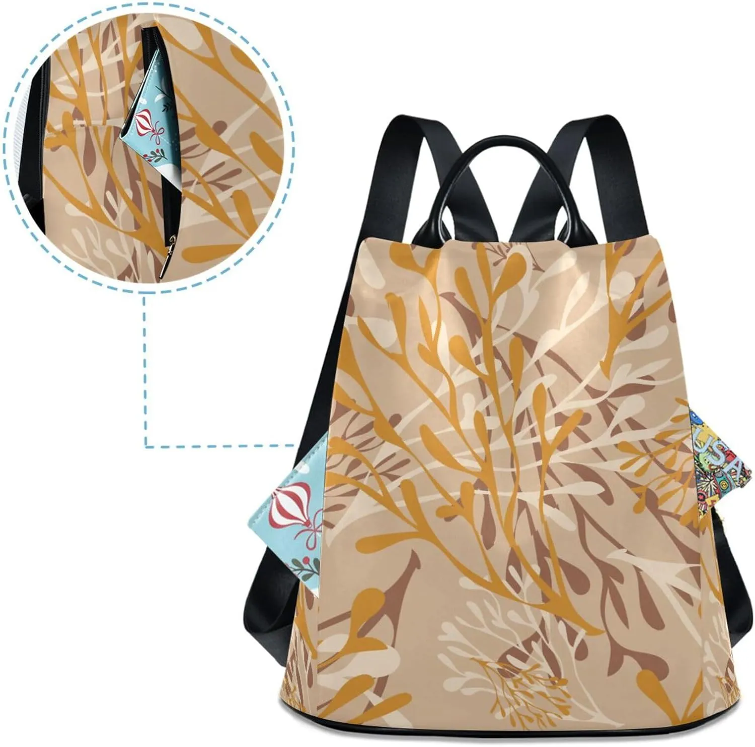 Lightweight Women Backpack Purse Shoulder Bag Casual Daypack Anti-theft Zipper With Pockets 13.4 X 5.9 X 15in Pattern 2