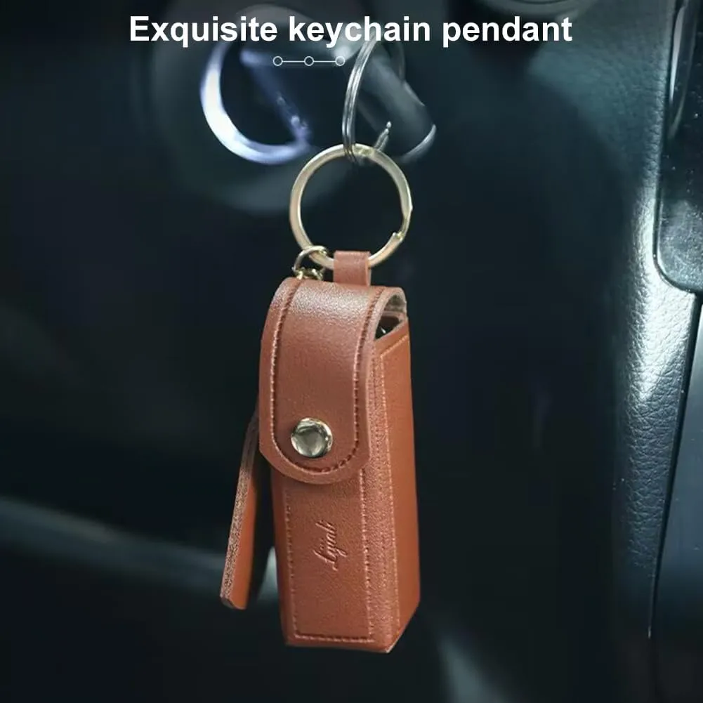 Lipstick Organizer, Mini Lipstick Case with Keychain, PU Leather Potable Chapstick Holder with Mirror, Girls Travel Lipgloss Makeup Storage Holder