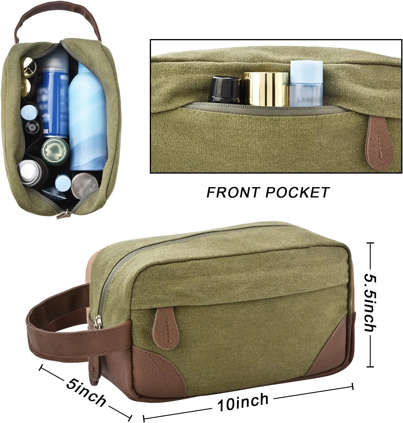Litvyak Duffle Bag for Travel, Canvas Travel Duffel Bags Overnight Weekend Gym Carry On Luggage Bag for Men & Women(Army Green Toiletry Bag)