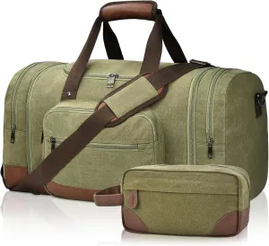 Litvyak Duffle Bag for Travel, Canvas Travel Duffel Bags Overnight Weekend Gym Carry On Luggage Bag for Men & Women(Army Green Toiletry Bag)