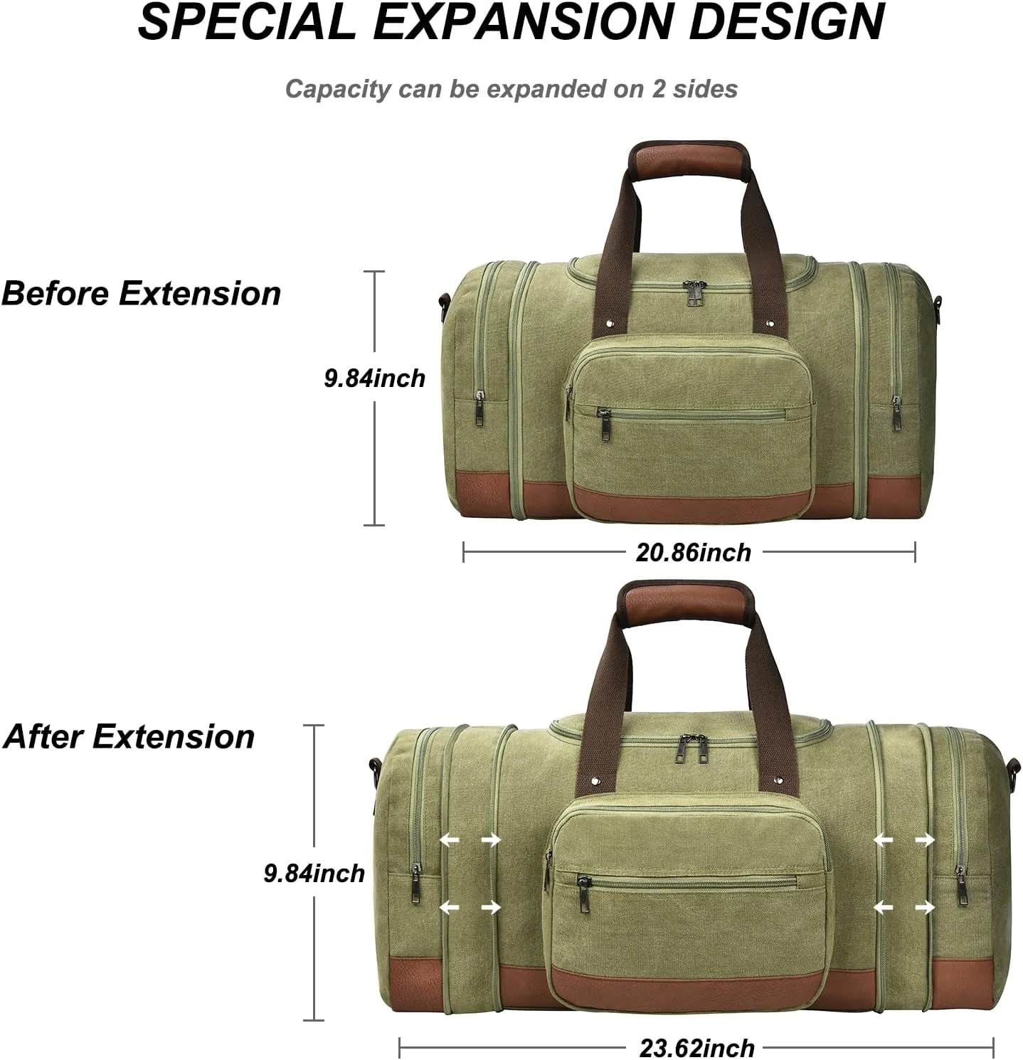 Litvyak Duffle Bag for Travel, Canvas Travel Duffel Bags Overnight Weekend Gym Carry On Luggage Bag for Men & Women(Army Green Toiletry Bag)