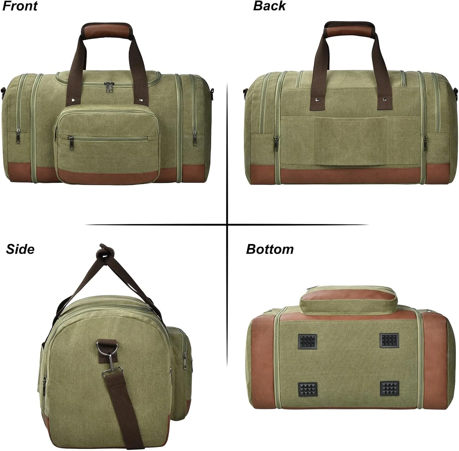 Litvyak Duffle Bag for Travel, Canvas Travel Duffel Bags Overnight Weekend Gym Carry On Luggage Bag for Men & Women(Army Green Toiletry Bag)