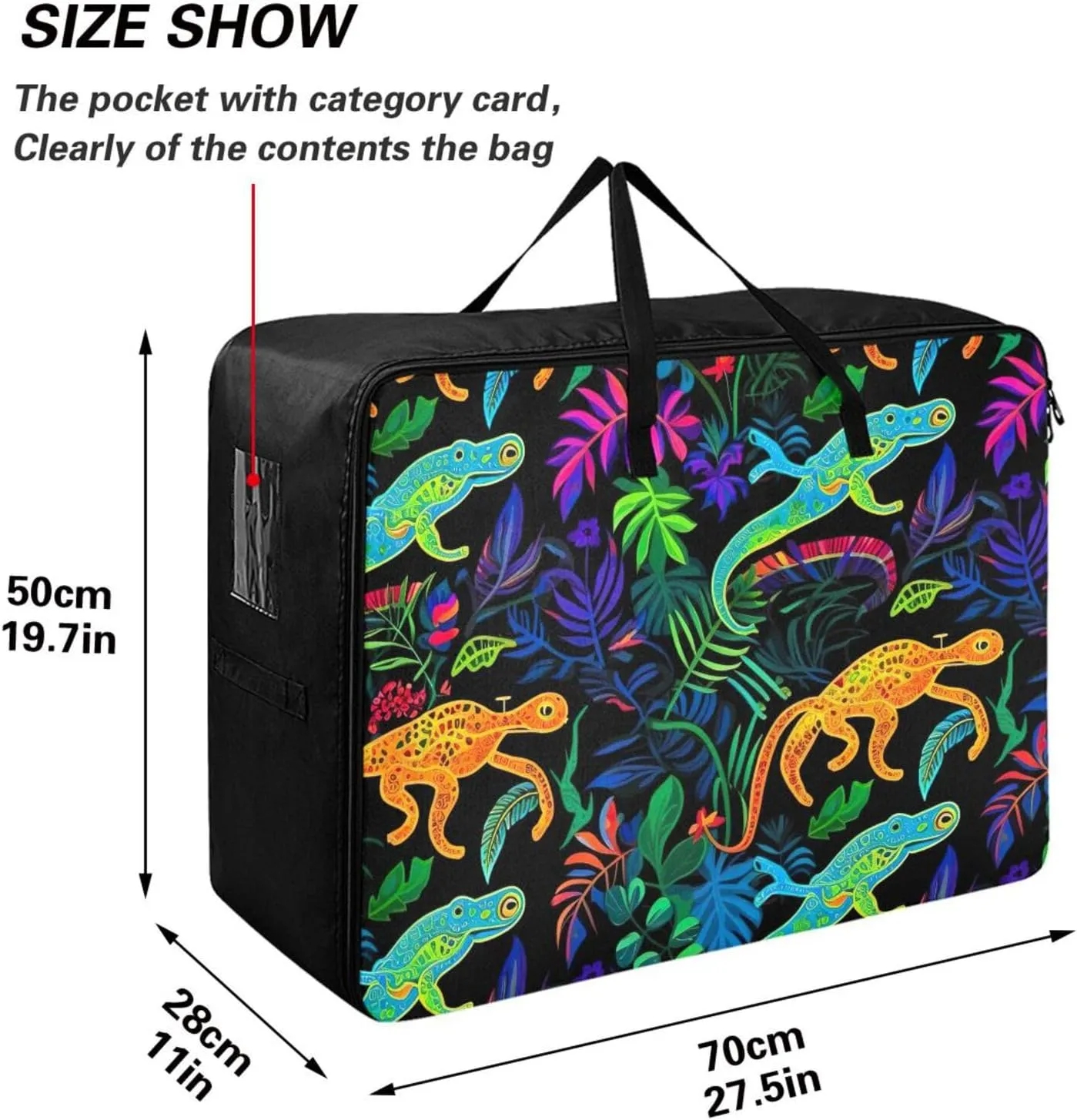 Lizards and Flowers Storage Bags Moving Storage Totes with Sturdy Zipper Zippered Storage Bags for Moving Essential